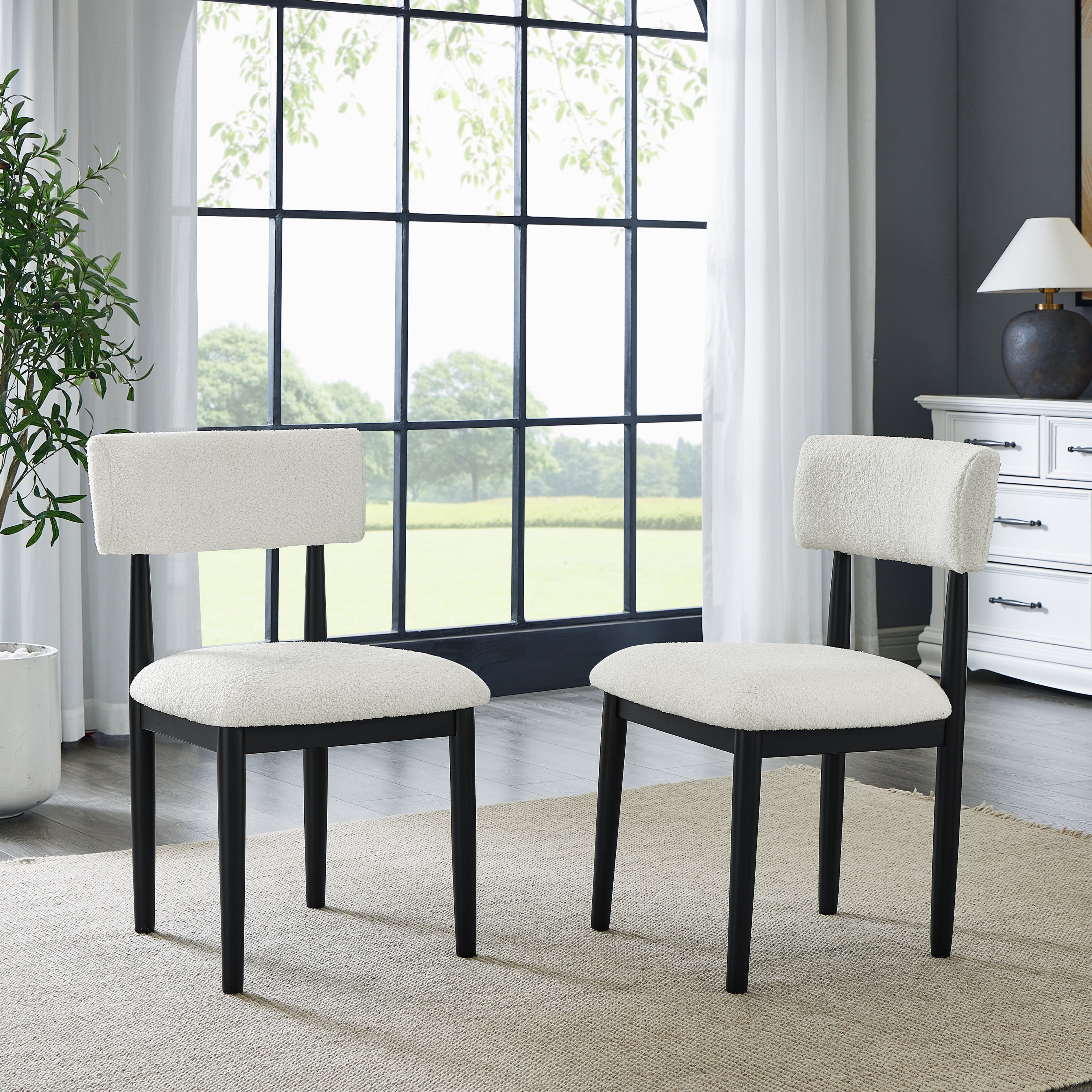Ellis Boucle Upholstered Dining Chairs, Set of 2