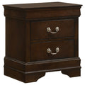Demetra Cappuccino 2-Drawer Nightstand with Bail Handle in Warm Brown Finish, Solid Wood and MDF Construction, 24H x 21.5W x 15.75D