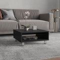 Eclipse 10' H Low Minimalistic Square Coffe Table with Open Storage Black