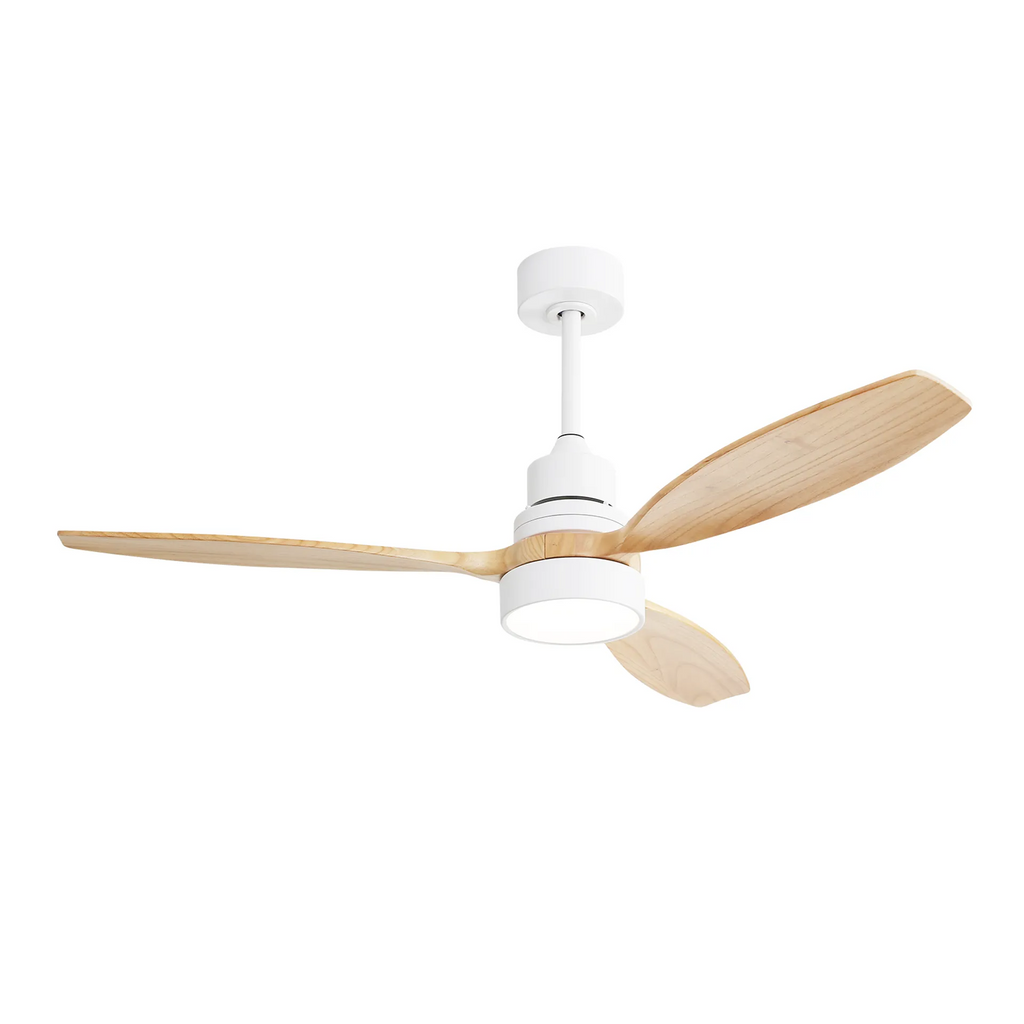 (Same as W882P146309) 52 Inch Indoor Modern Ceiling Fan White 3 Solid Wood Blades Remote Control Reversible DC Motor With Led Light