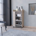 Baltimore Bar Cart with Casters, Glass Door and 2-Side Shelf