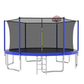 Outdoor Recreational 14FT Trampoline for Kids with Safety Enclosure Net and Ladder - Blue Metal Frame