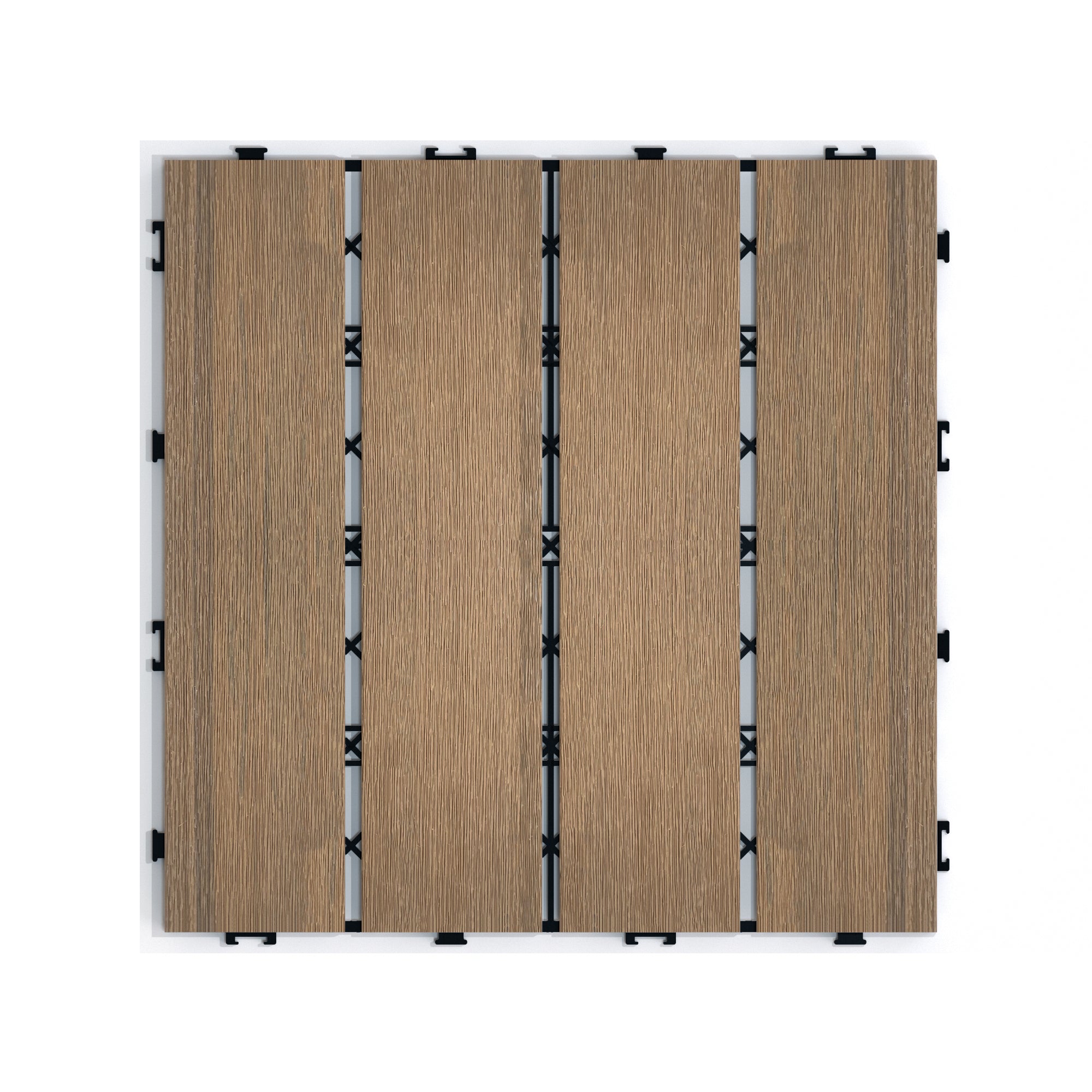 WPC Wood-Plastic Composite Patio Deck Tiles Pack of 22 in Oak, Interlocking DIY Flooring for Indoor Outdoor Use, Water Resistant & Durable