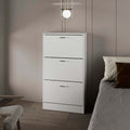 White Shoe Rack with 3 Flip-Down Compartments