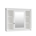 Modern White Wall-Mounted Bathroom Storage Cabinet with Mirror, 35'' x 28'', MDF Construction, 6 Open Shelves, Adjustable Interior