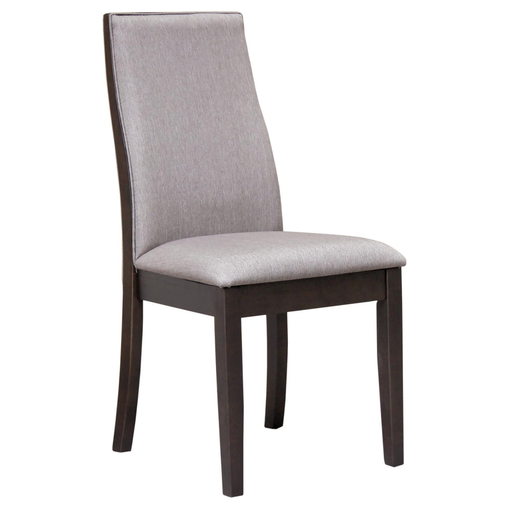 Taupe and Espresso Upholstered Dining Chair Set of 2: Comfort-Enhanced with Hardwood Frame and Polyester Upholstery in Neutral Brown Tone