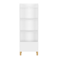 Kids 4-Tier Bookcase, Children's Book Display with Safety Restraint, White MDF & Pine Wood Storage Cabinet for Nursery, Playroom, or Kids Room