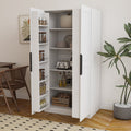 62.99in Kitchen Pantry Cabinet, White Freestanding Buffet Cupboards Sideboard with Doors &  Shelves, Kitchen Pantry Storage Cabinet for Kitchen, Living Room and Dinning Room