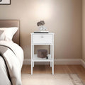 White 1-Drawer Nightstand with Open Shelf