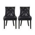 CHENEY Dining Chair Set of 2 - Contemporary Style with Tufted Diamond Stitching - Black PU Upholstery - 21.5'' x 25'' x 36''