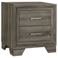 Funston Brown Oak 2-Drawer Nightstand with Tapered Legs and Metal Handles, Engineered Wood, Brown Oak Finish