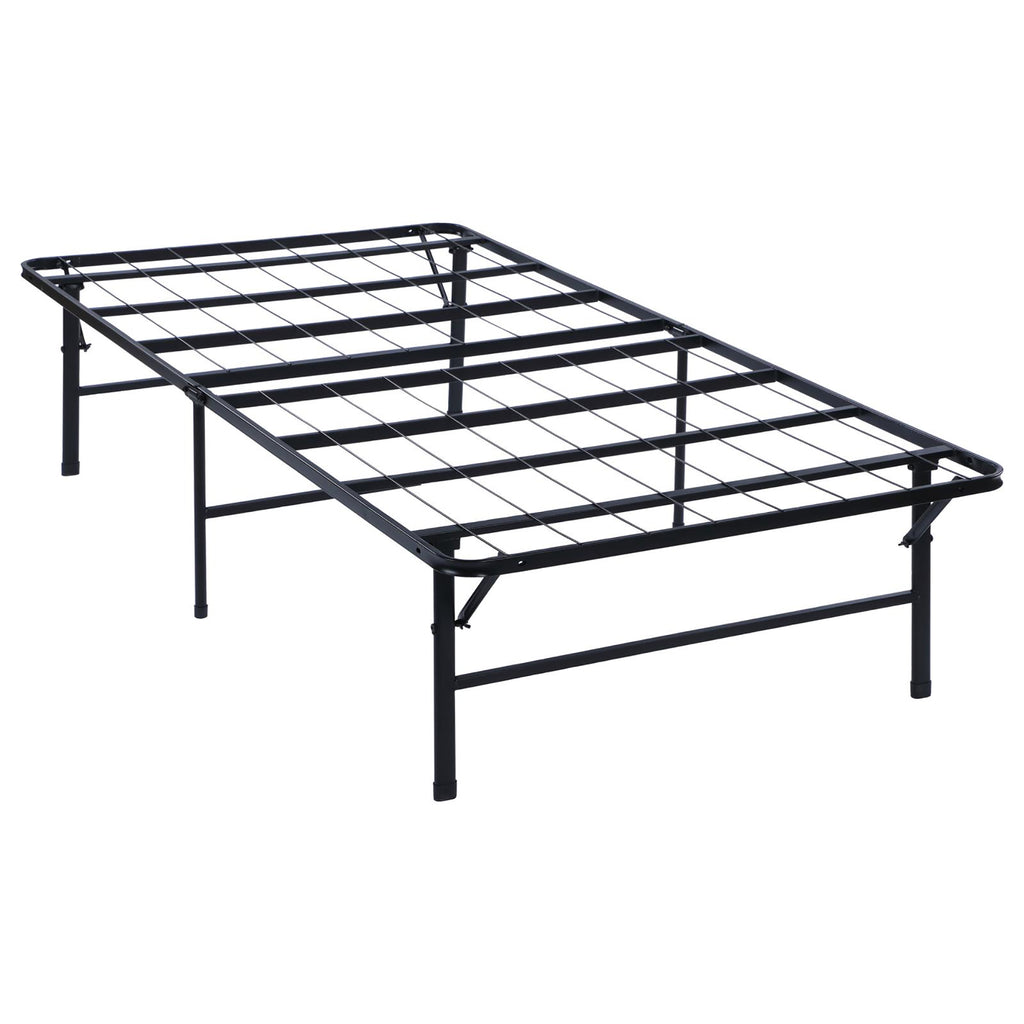 Black Twin Platform Bed with Heavy-Gauge Steel Frame and Under-Bed Storage
