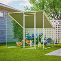 84'x78.7'x72.7' Walk-In Metal Chicken Coop,Slanted Roof,Heavy-Duty All-Weather Poultry Cage with Waterproof & Anti-UV Cover, Stable Outdoor Run for Yard with Spring Button Connectors & Reinforced Mesh