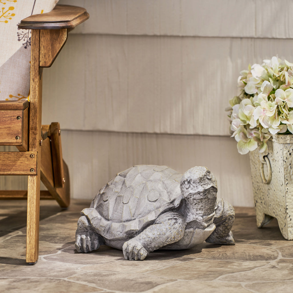 TURTLE DECOR, Outdoor Turtle Statue, Dark Gray, No Assembly Required
