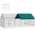 PawHut 73' Small Animal Playpen, Pet Playpen Yard Fence for Rabbits, Chicken, Chinchillas with Roof for Indoor & Outdoor, Green