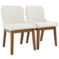 Ellis Mid-Century Modern Dining Chair Set of 2 with Full-Back Support in Beige Linen