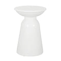Modern Outdoor Metal End Table with Pedestal Design in White, Iron, 15 x 15 x 20.75 Inches