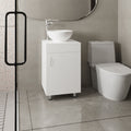 Tacna 18' Wide Free Standing One Door Vanity, With Vessel Porcelain Sink, Bathroom Storage, White