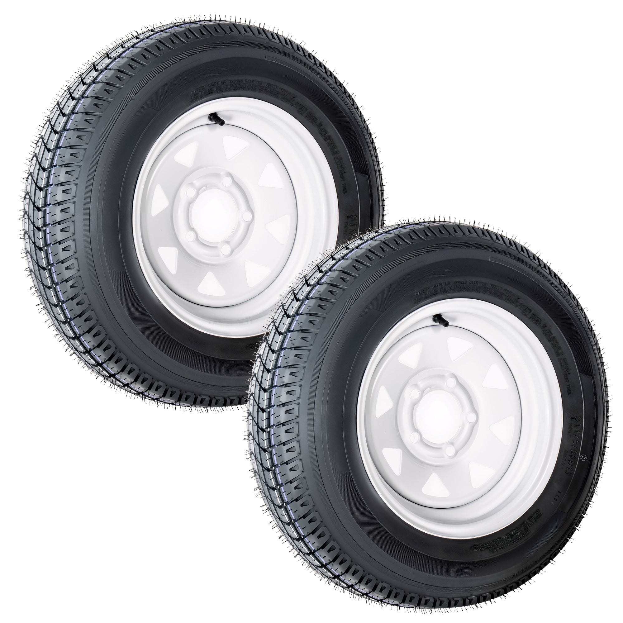 Set of 2 ST175/80D13 Trailer Tires and Wheel Assembly, DOT Approved- Highway Legal,6-Ply Heavy Duty, 13' Rim, 5 Lug on 4.5' PCD, 3.99' Center Bore, 1360 lbs Capacity for Boat, Utility, or Lawn Trailer