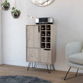 Manhattan L Bar Cabinet, Eight Built-in Wine Rack, Single Door -Light Gray