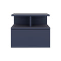 Adele Floating Nightstand, With One Drawer And Two Small Below Shelves For Storage or Decor, Navy Blue