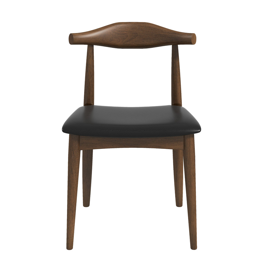 Destiny Modern Black PU Leather Dining Chairs (Set Of 2) with Solid Wood Frame, 29.5'H x 21.7'W x 20.1'D Leather Upholstered Kitchen Side Chairs
