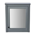 Modern Grey Wall Mounted Bathroom Storage Cabinet with Mirror and Adjustable Shelves, 24'' x 27'', MDF and Metal Construction