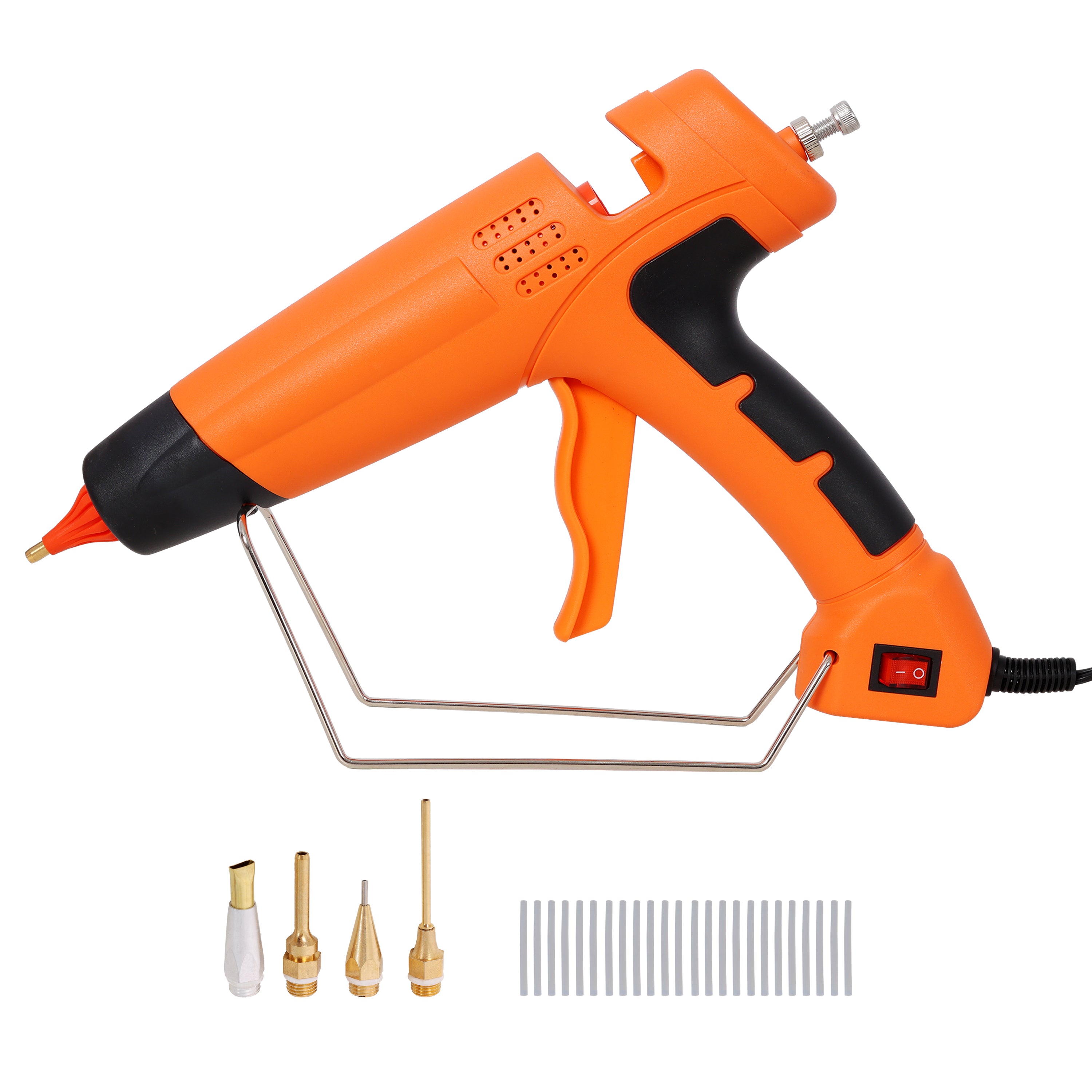 550W Hot Glue Gun, Professional Glue Gun with 4 Replacement Nozzles, DIY Craft Repair Thermo Tool with 24Pcs Highly Viscous Glue Sticks