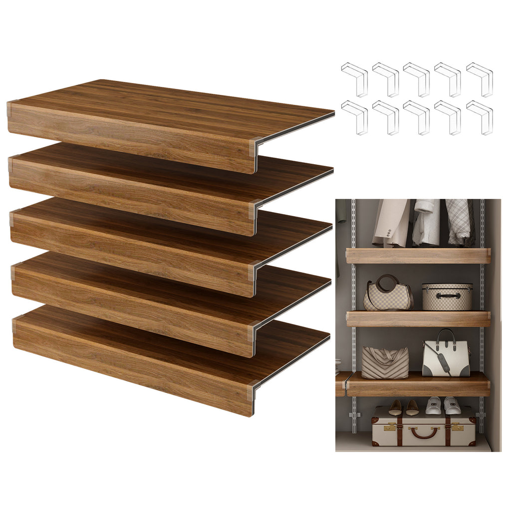 ( 36*16 INCH ) 5 Pcs Wire Shelf Covers, Foamed PVC Wire Rack Covers for Removable Closet (Not Wood), Pantry Shelves for Cabinet Bathroom Kitchen Shelving Decoration ( WALNUT Color )
