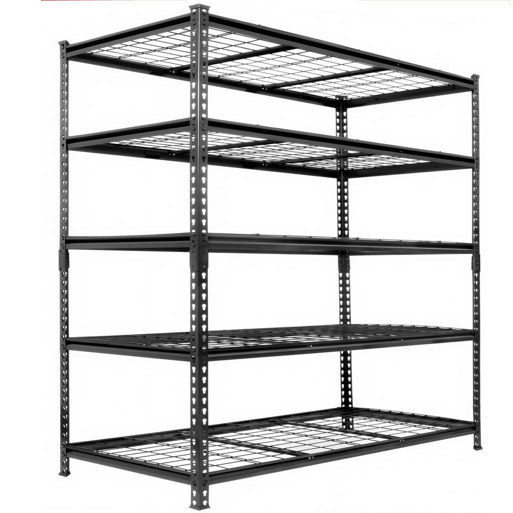5-Tier Heavy Duty Metal Shelving Unit, 48'W x 24'D x72'H, Adiustable Storage Rack, Boltless Assembly, 4000 lbs Total Load Capacity, for Garage,Basement,Warehouse.Workshop, Black