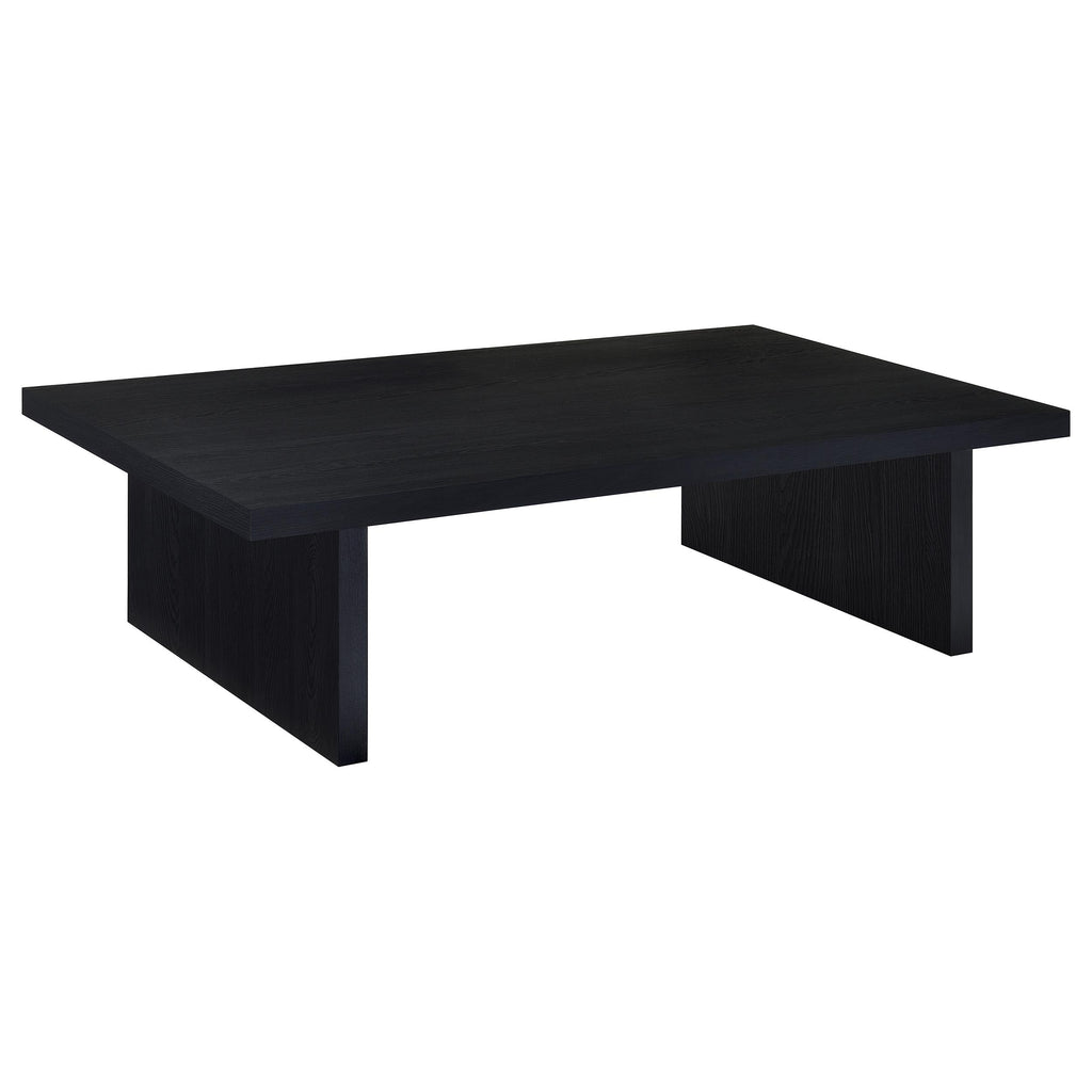 Caroline Black Rectangular Engineered Laminate Coffee Table with Scratch-Resistant Finish in Modern Minimalist Design