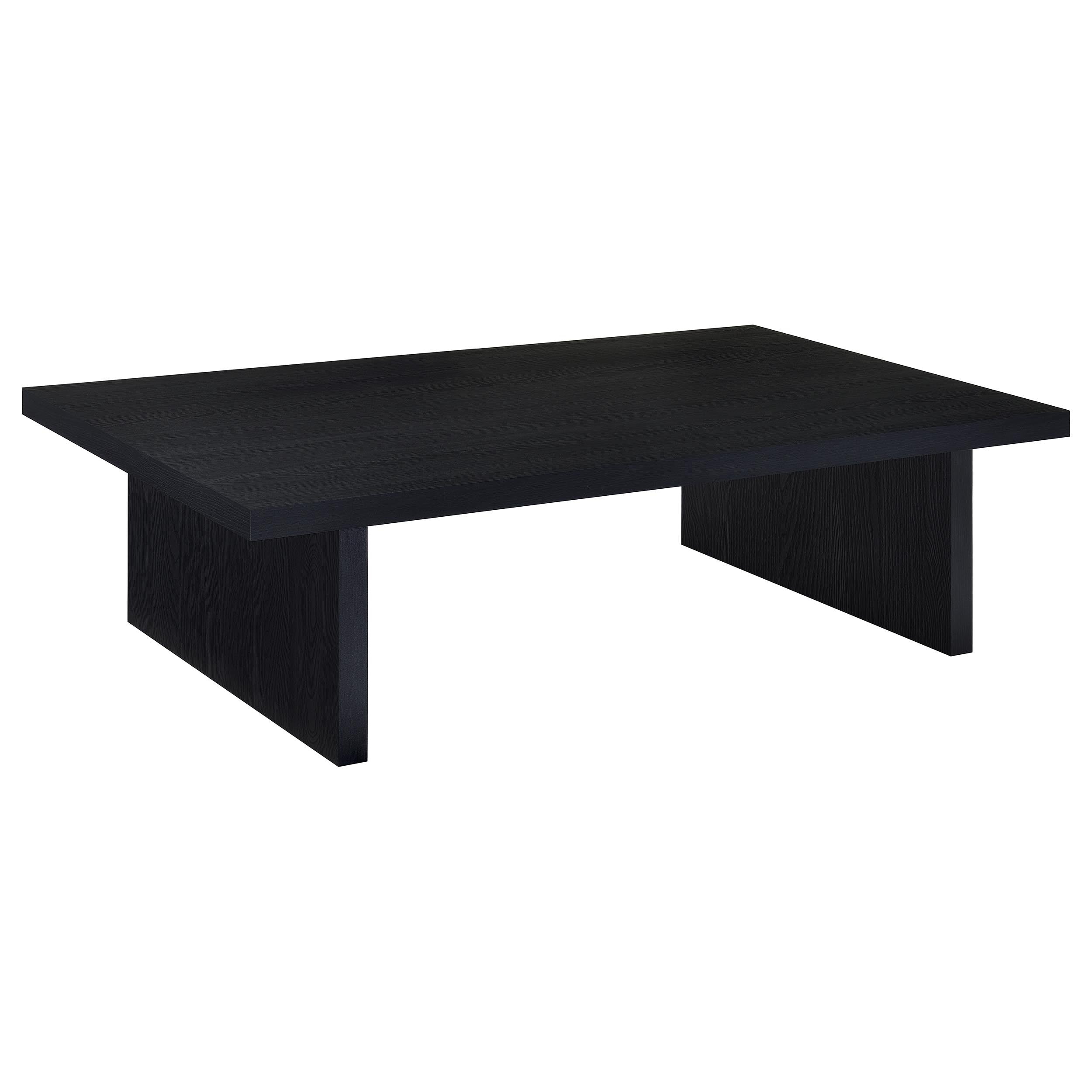 Caroline Black Rectangular Engineered Laminate Coffee Table with Scratch-Resistant Finish in Modern Minimalist Design