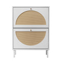 2 Door Shoe Rack, Rattan, Double Layer, Suitable for Living Room, Hallway