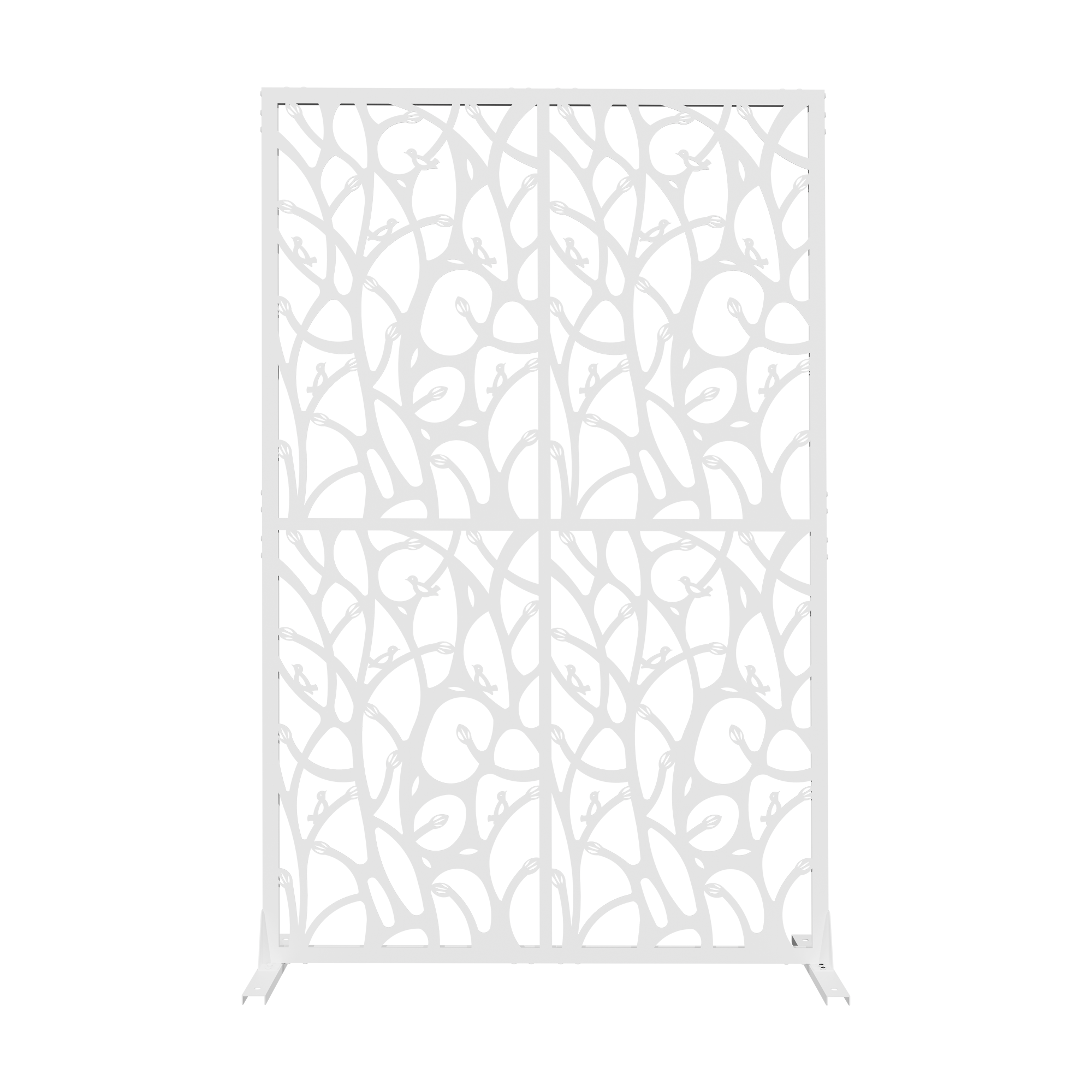 Metal Privacy Screens W3.8Ft X H6Ft Outdoor and Indoor Divider with Free Standing Decorative Privacy Screen for Balcony Patio Garden Room Divider, White Bird Shape
