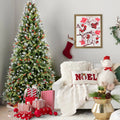 7FT Christmas Tree with 450 Warm White LED Lights – 2178 Snow-Tipped PE+PVC Branches, Red Berries & Pine Cones, Hinged Design, Stable Metal Stand – Realistic Holiday Decoration