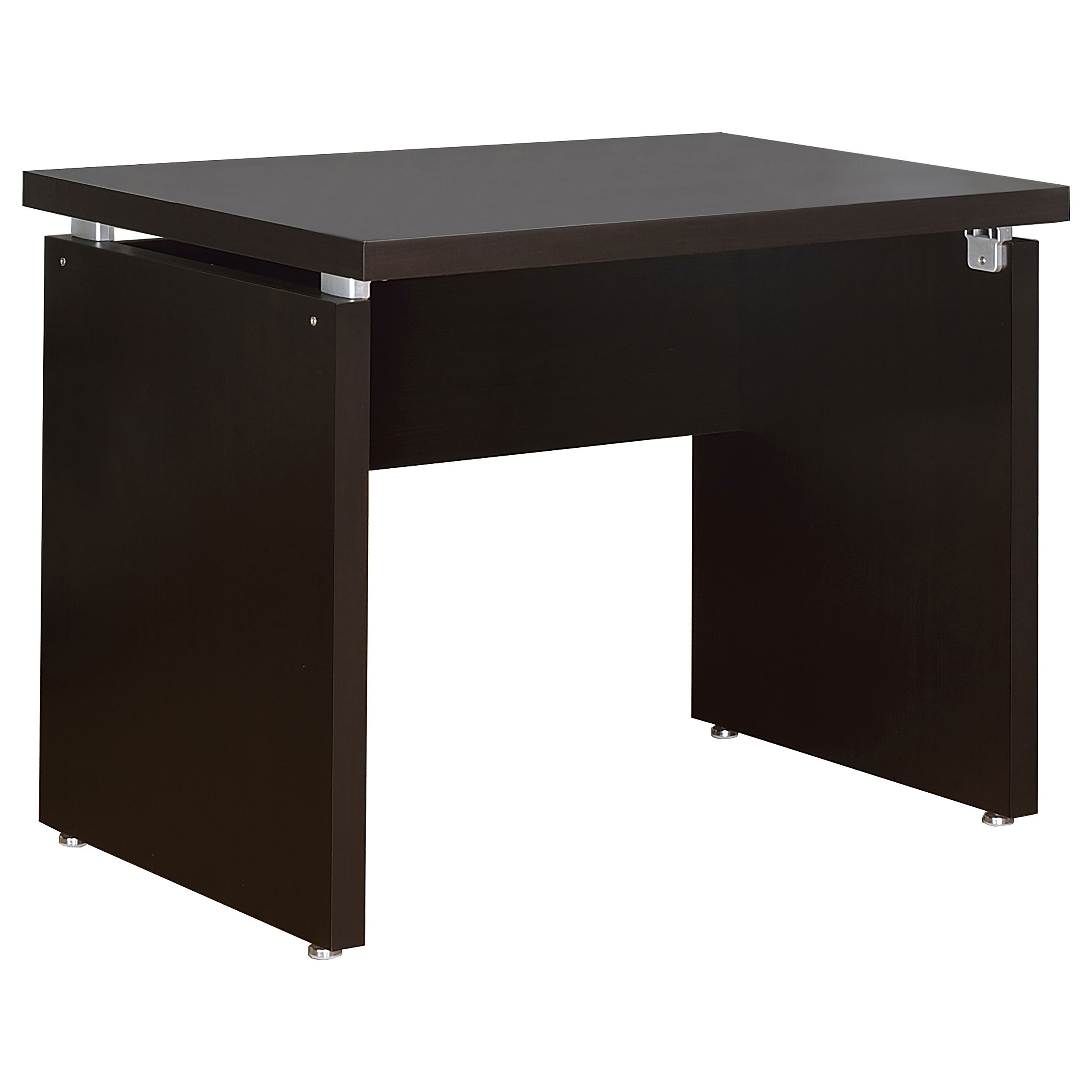 Cappuccino Extension Desk with Modern Floating Top Design in Brown Finish, Wood and Metal Construction