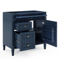 Modern Blue Bathroom Vanity with 2 Drawers and Tip-out Drawer, Solid Wood Frame, 36'' Storage Cabinet (No Sink Included)