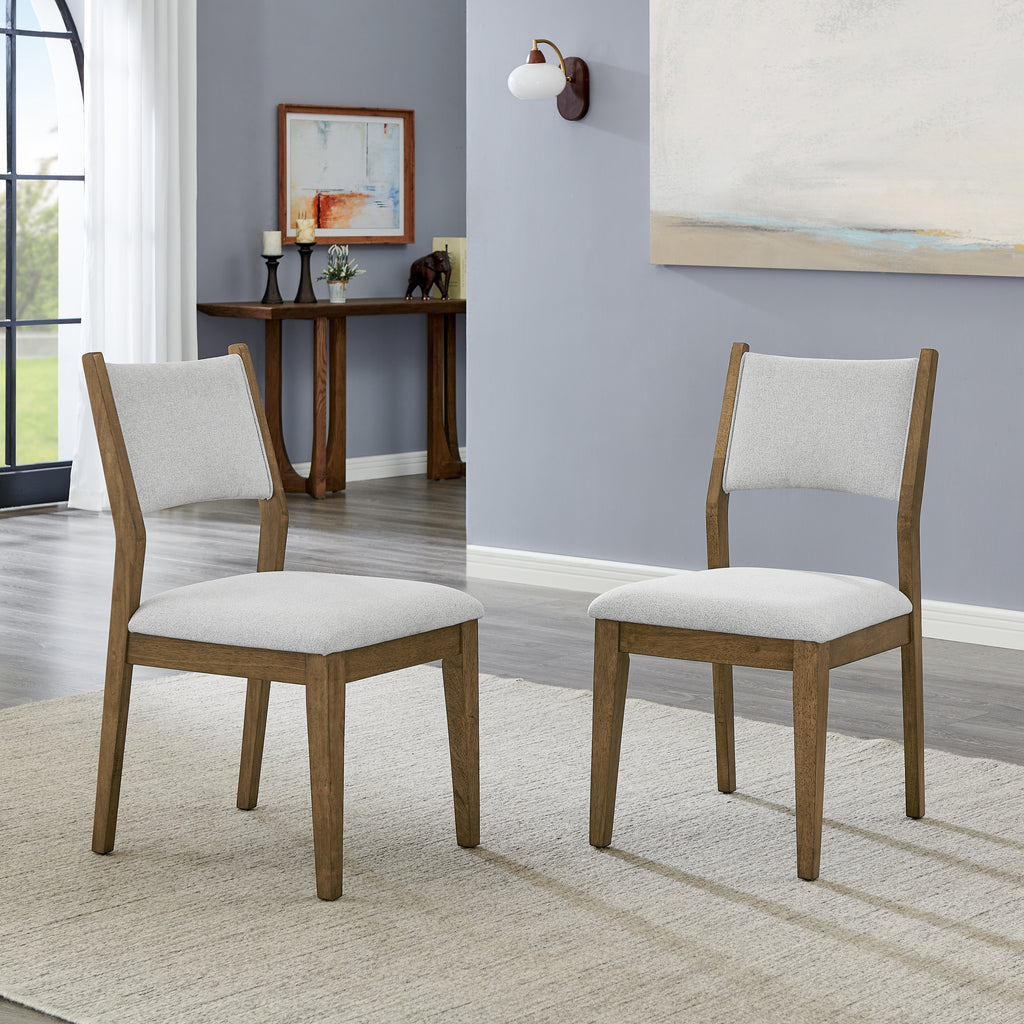 Parker Upholstered Dining Chairs, Set of 2, Light Oak and Gray