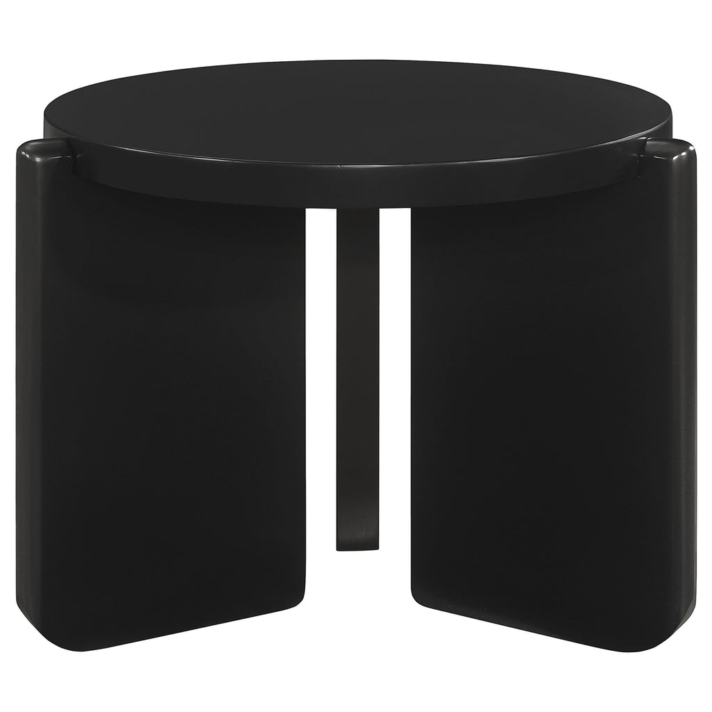 Harrison Black Round Solid Wood End Table: Timeless Design with Natural Elegance in Rich Black Finish, Crafted from Asian Hardwood