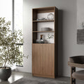 Natural Oak and White 2-Door Bookcase with Open Storage