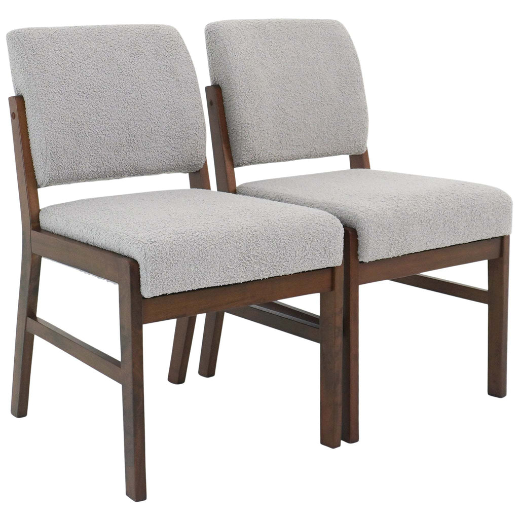Caldwell Dining Chair Set of 2 - Comfortable Light Grey Boucle Upholstered Seating with Natural Lumbar Support