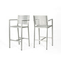 29.50' Outdoor Aluminum Rust-Proof Barstools, Set of 2, Silver