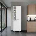 Burton Kitchen Pantry with 2 Doors, Adjustable Shelves, side Shelves, Compact Storage Cabinet for Kitchen Organization, White