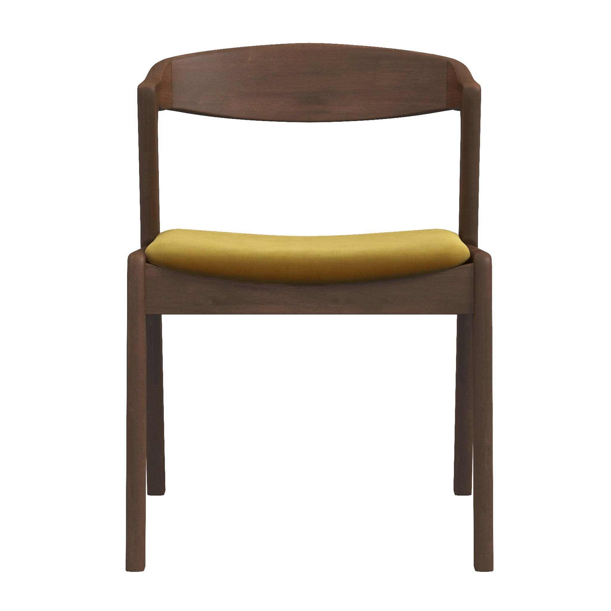 Dakota Dark Yellow Velvet Dining Chair (Set of 2) With Solid Wood Legs and Mid-Century Modern Design 29.3'H x 16'W x 22'D