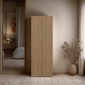 Natural Oak 2-Door Tall Wardrobe Cabinet