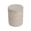 Elegant Outdoor/Indoor Lightweight Concrete Side Table with Travertine Finish, Beige, 15.75 x 15.75 x 18.75 inches
