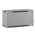 Kids Wooden Toy Box Storage with Safety Hinged Lid in Gray MDF for Ages 2+