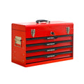 20-inch Steel Portable Tool Box With Drawers - Tool Storage Box Organizer With Metal Lock Closure Device - Powder-coated Tool Storage Cabinet (RED)