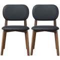 Kelsey Mid-Century Modern Black Leather Dining Chair Set with Solid Wood Base 18.1'W x 21.1'D x 31.7'H