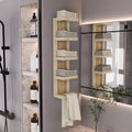 Arlington 5-Tier Wall Towel Rack, Vertical Storage Organizer for Bathroom Towels and Accessories, Natural Oak